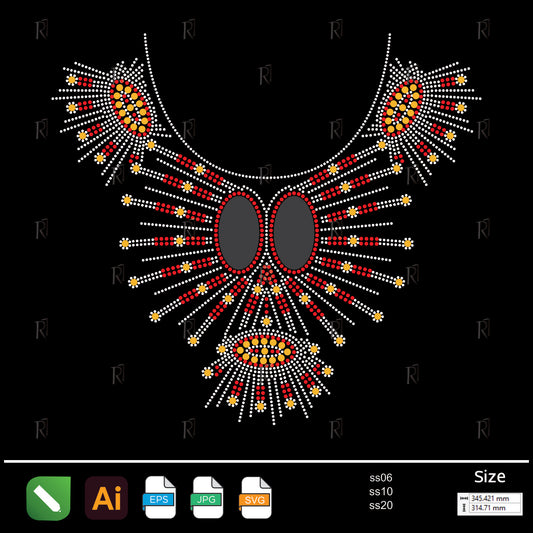 Radiant Sunburst Floral Oval Collar Rhinestone – Premium Rhinestone Design by Rhinestone1