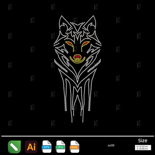 Fierce Wolf Head Rhinestone – Premium Rhinestone Design by Rhinestone1