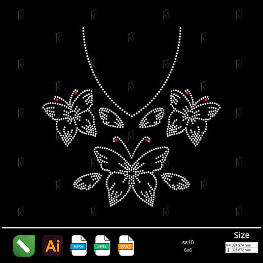 Triple Butterfly Red Accent Rhinestone – Premium Rhinestone Design by Rhinestone1