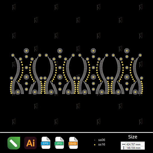 Floral Rhinestone Border Motif – Premium Rhinestone Design by Rhinestone1