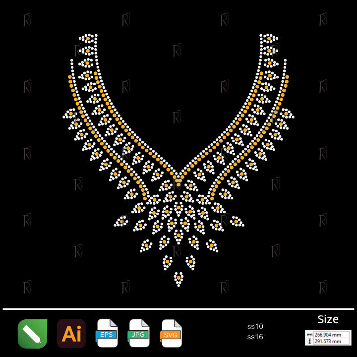 Golden V-Shaped Collar Rhinestone – Premium Rhinestone Design by Rhinestone1