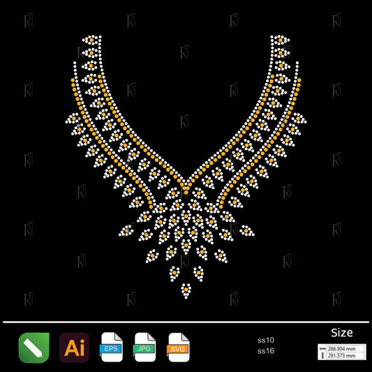 Golden V-Shaped Collar Rhinestone – Premium Rhinestone Design by Rhinestone1