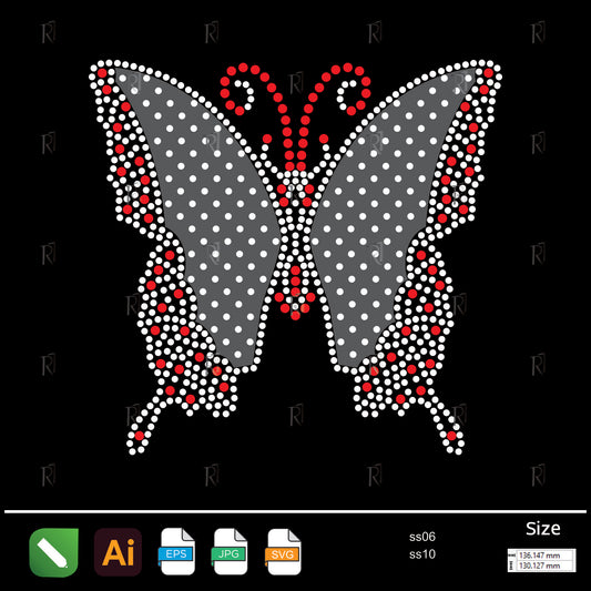 Royal Red Butterfly Rhinestone – Premium Rhinestone Design by Rhinestone1