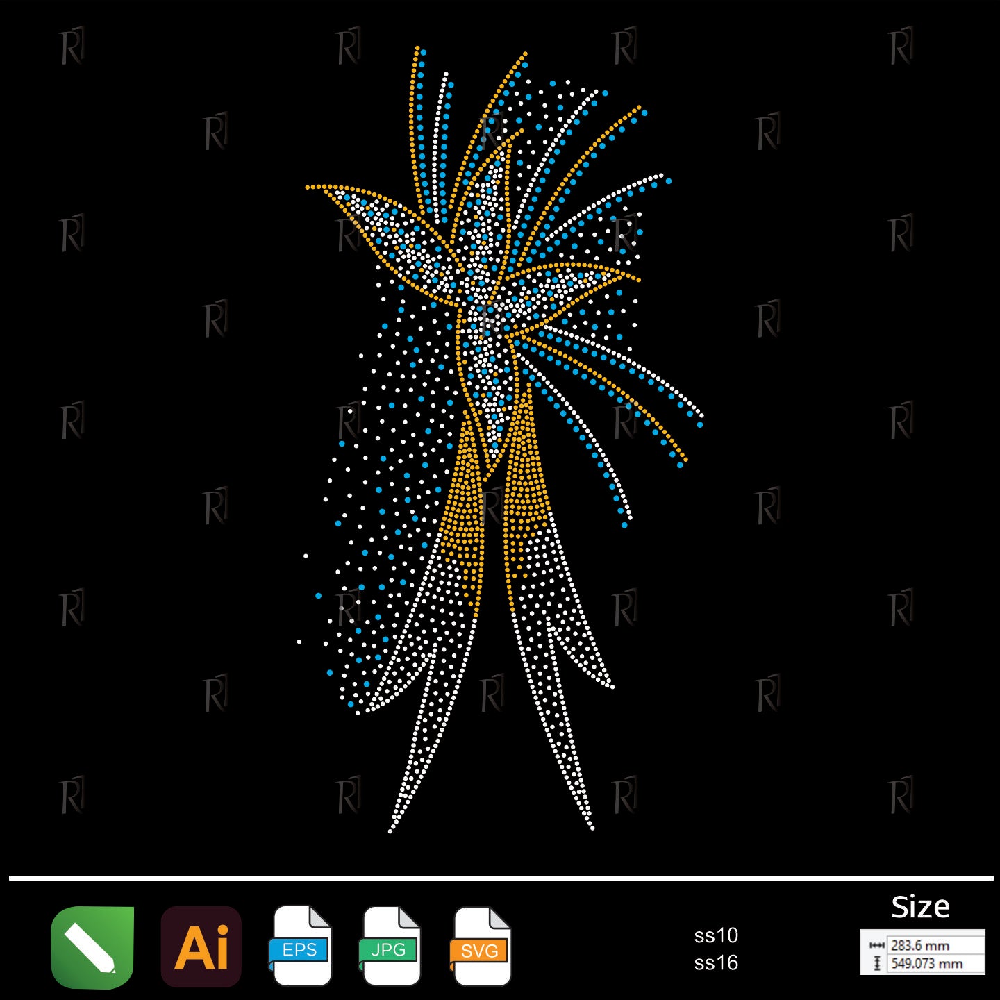 Shooting Star Burst Rhinestone – Premium Rhinestone Design by Rhinestone1