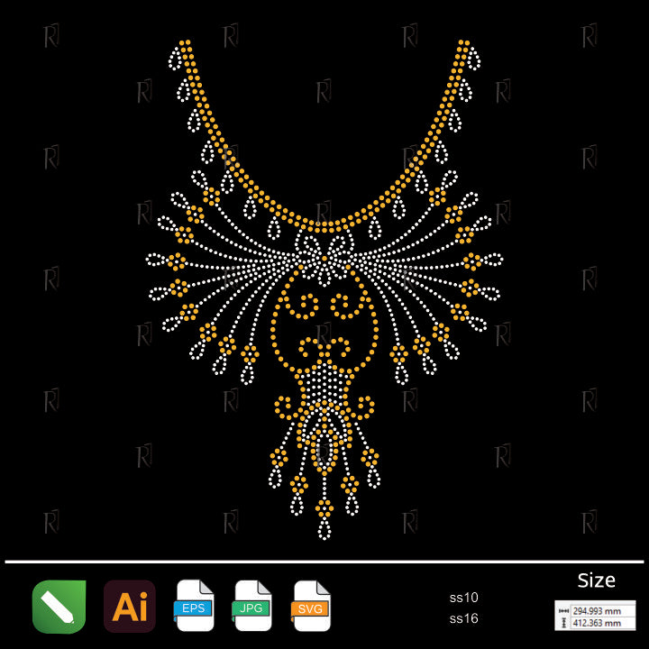Golden Teardrop Fan Necklace Rhinestone – Premium Rhinestone Design by Rhinestone1