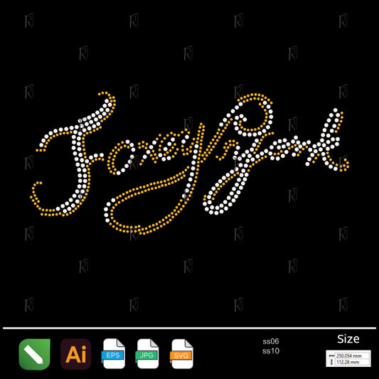 Foxy Funk Text Rhinestone – Premium Rhinestone Design by Rhinestone1