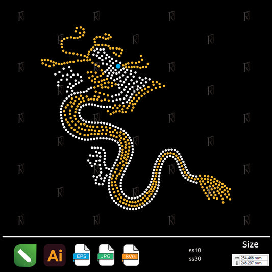 Golden Serpent Dragon Rhinestone – Premium Rhinestone Design by Rhinestone1