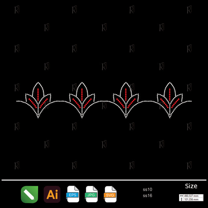 Tulip Arch Border Rhinestone – Premium Rhinestone Design by Rhinestone1
