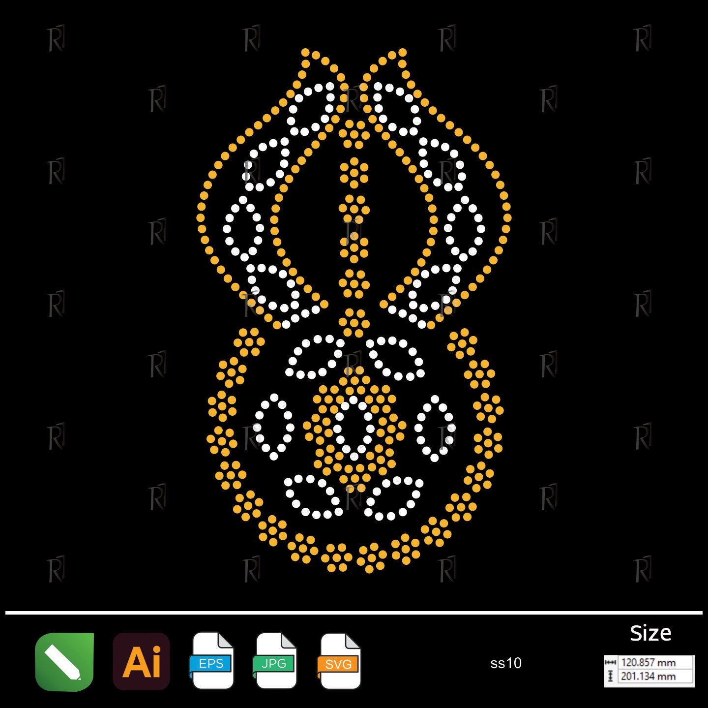 Golden Tulip Ornament Rhinestone – Premium Rhinestone Design by Rhinestone1
