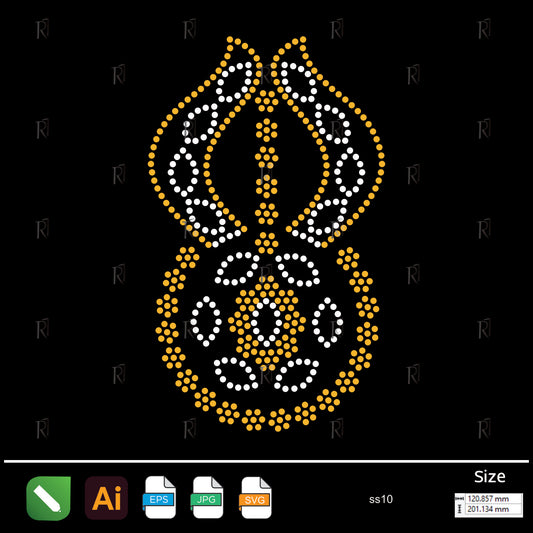 Golden Tulip Ornament Rhinestone – Premium Rhinestone Design by Rhinestone1