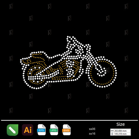 Classic Motorcycle Rhinestone Design1 – Premium Rhinestone Design by Rhinestone1