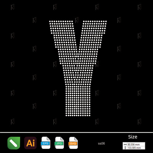 Rhinestone Letter Y Bold – Premium Rhinestone Design by Rhinestone1