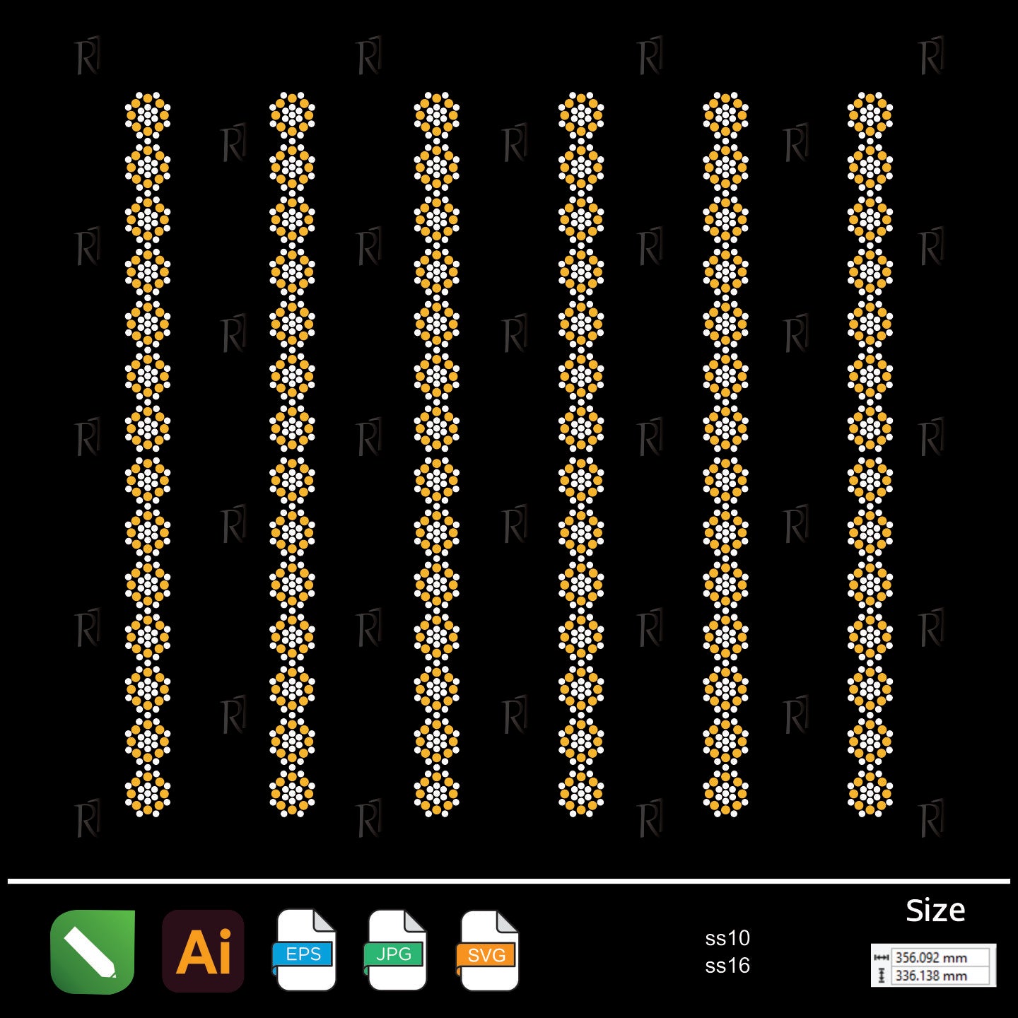 Linked Floral Border Rhinestone – Premium Rhinestone Design by Rhinestone1