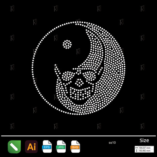 Yin Yang Skull Fusion Rhinestone – Premium Rhinestone Design by Rhinestone1