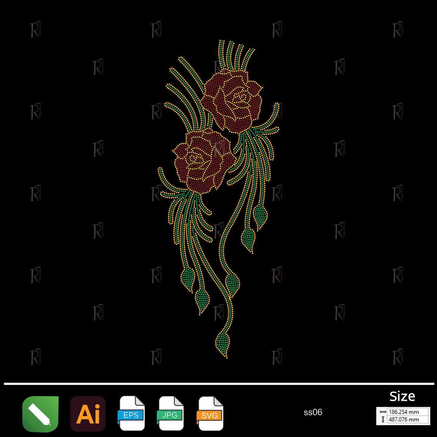 Double Rose Flow Rhinestone – Premium Rhinestone Design by Rhinestone1