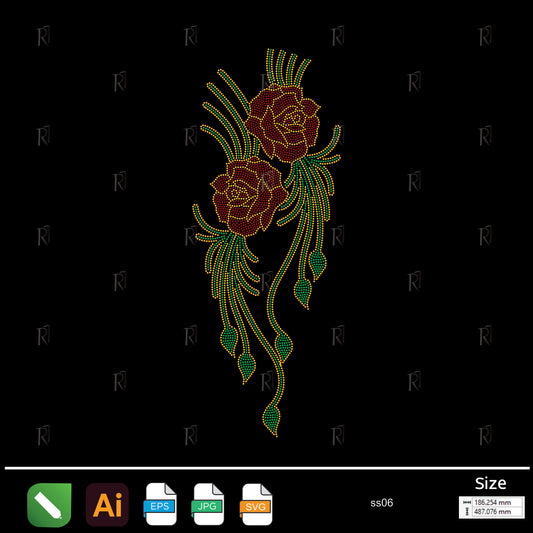 Double Rose Flow Rhinestone – Premium Rhinestone Design by Rhinestone1