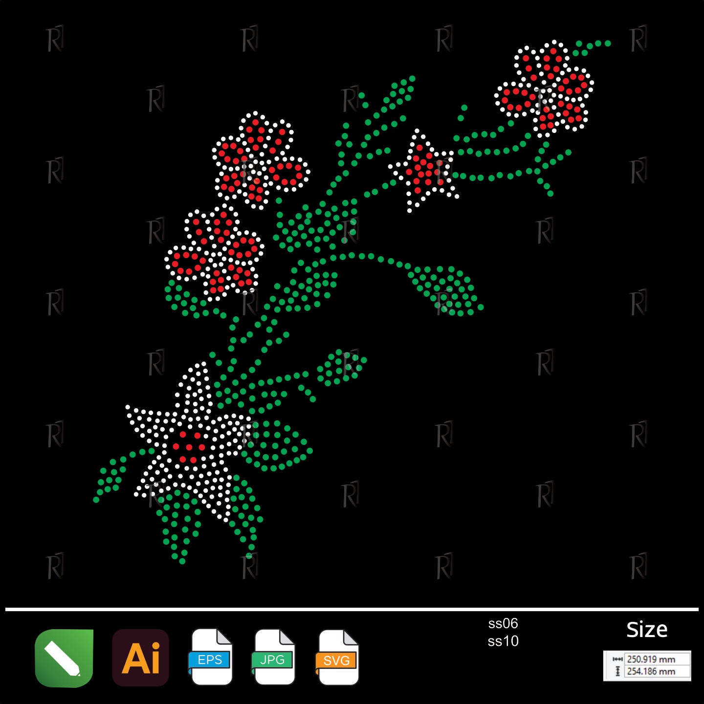 Blooming Floral Branch Rhinestone – Premium Rhinestone Design by Rhinestone1