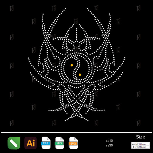 Yin Yang Tribal Emblem Rhinestone – Premium Rhinestone Design by Rhinestone1