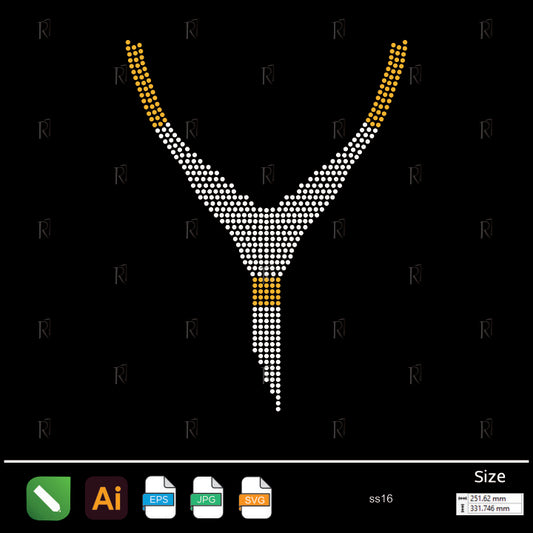 Golden Accent Y-Shaped Rhinestone – Premium Rhinestone Design by Rhinestone1