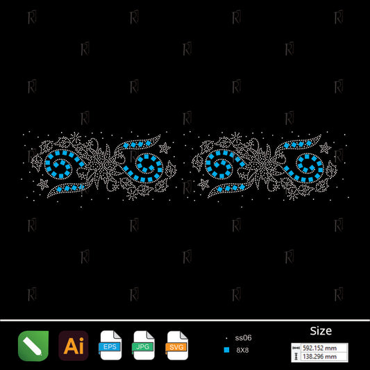 Starry Swirl Rhinestone Border – Premium Rhinestone Design by Rhinestone1