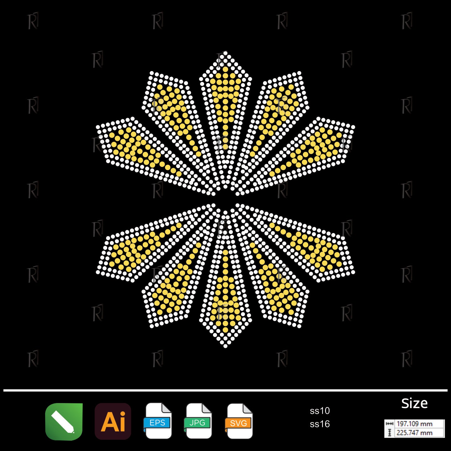 Golden Sakura Burst Rhinestone – Premium Rhinestone Design by Rhinestone1