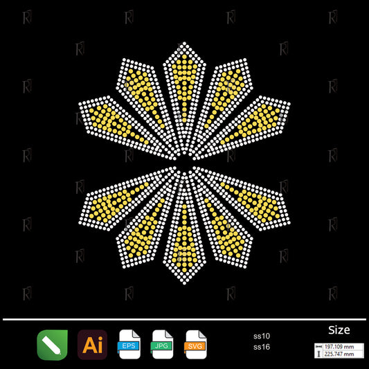 Golden Sakura Burst Rhinestone – Premium Rhinestone Design by Rhinestone1