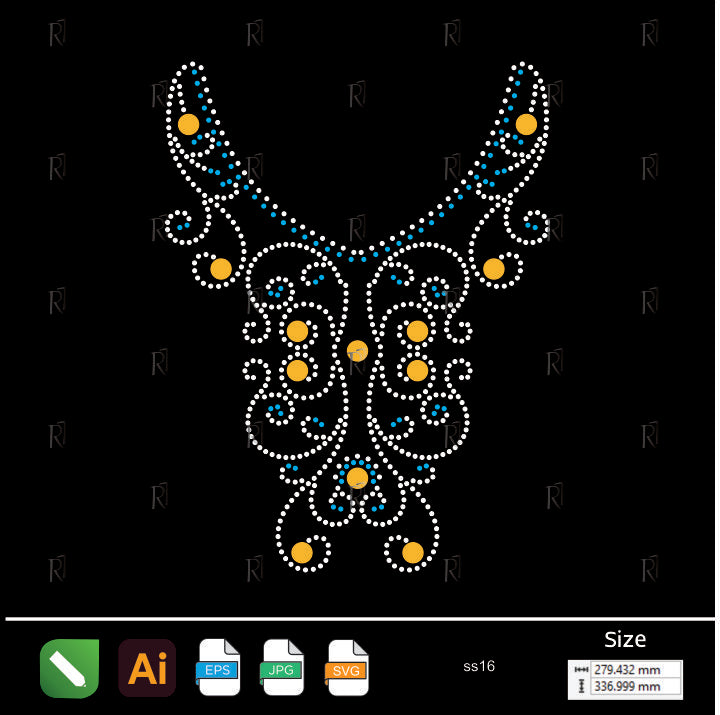Golden Flourish Neckline Rhinestone – Premium Rhinestone Design by Rhinestone1