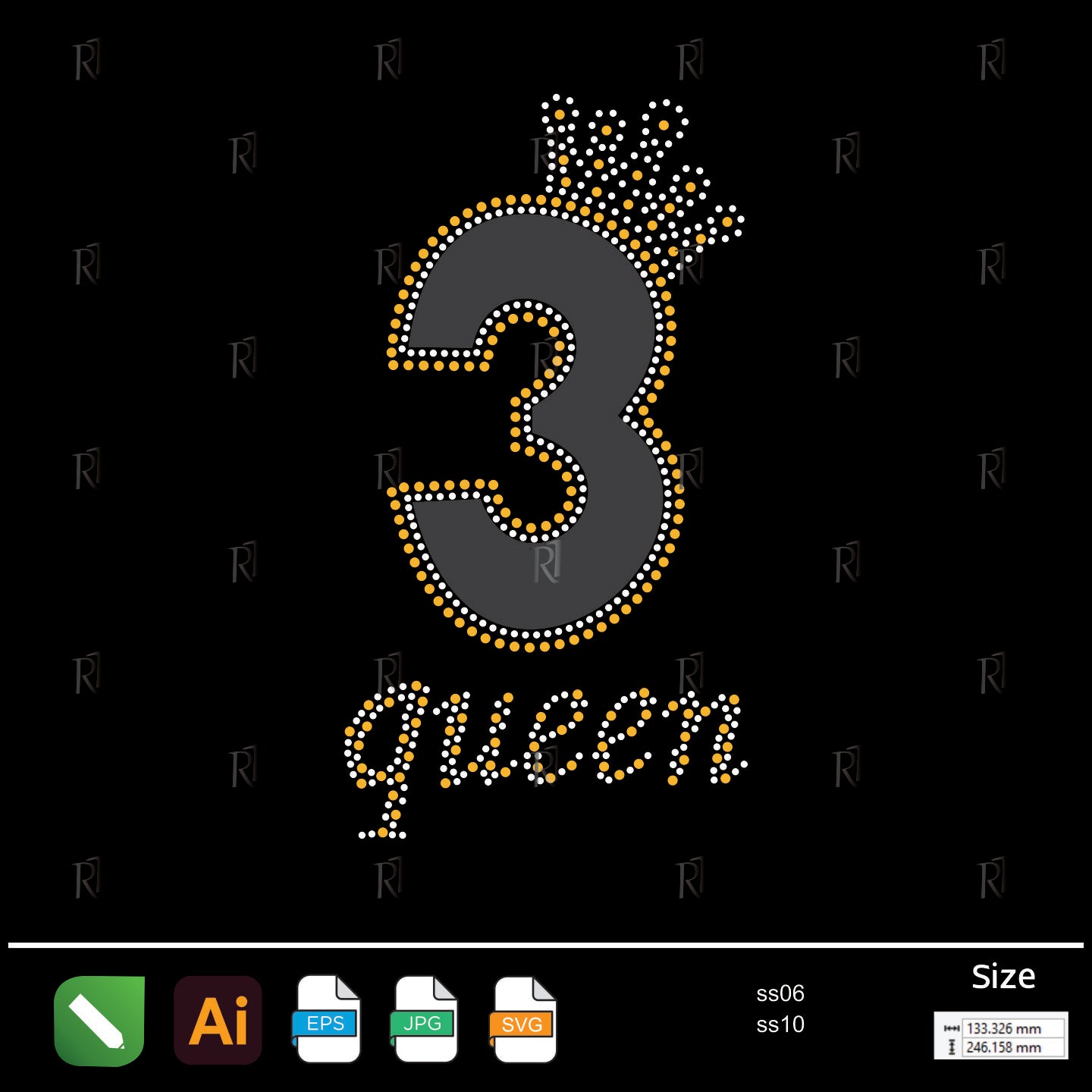Birthday Queen 3 Rhinestone – Premium Rhinestone Design by Rhinestone1