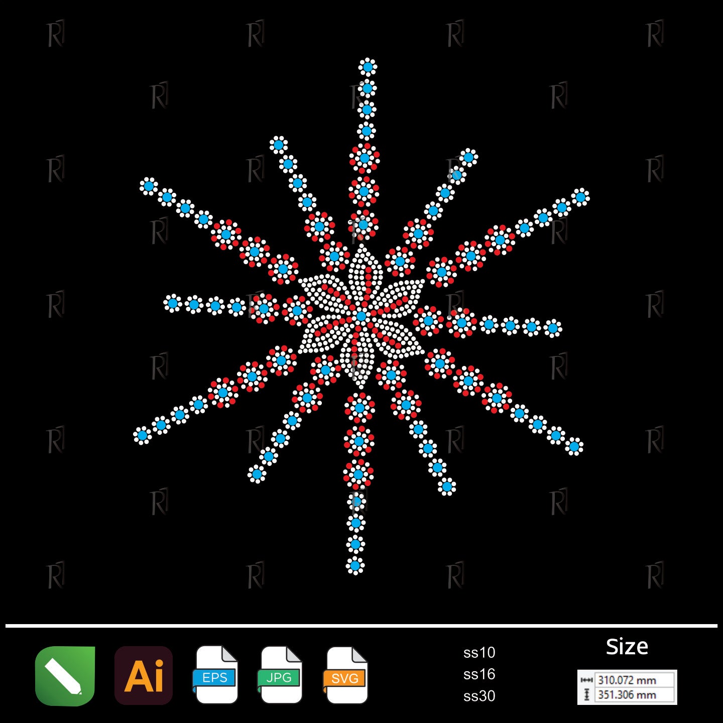 Radiant Starburst Floral Rhinestone – Premium Rhinestone Design by Rhinestone1