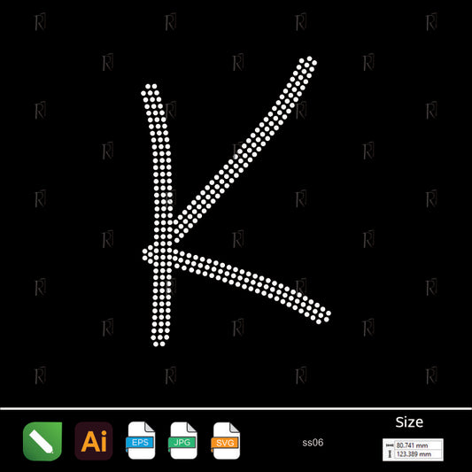 Rhinestone Letter K Script – Premium Rhinestone Design by Rhinestone1