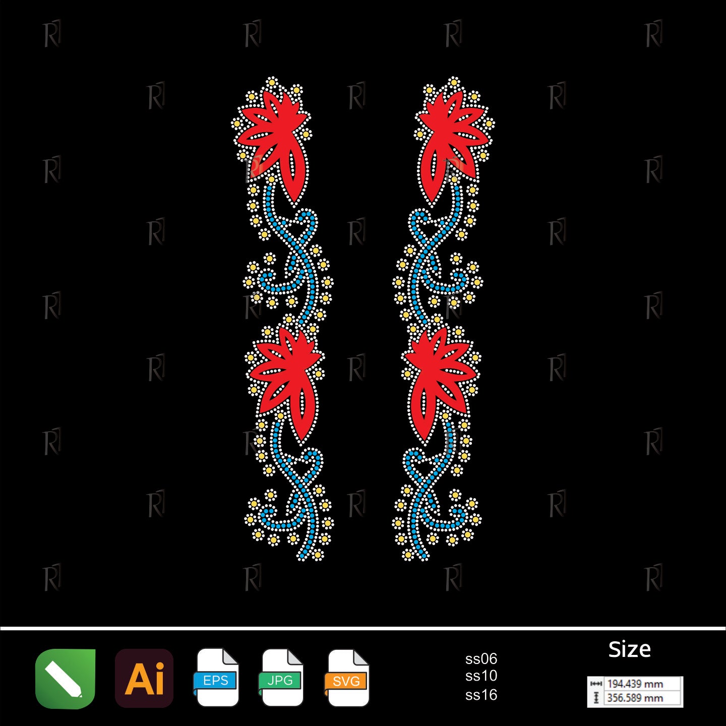Floral Cascade Strips – Premium Rhinestone Design by Rhinestone1