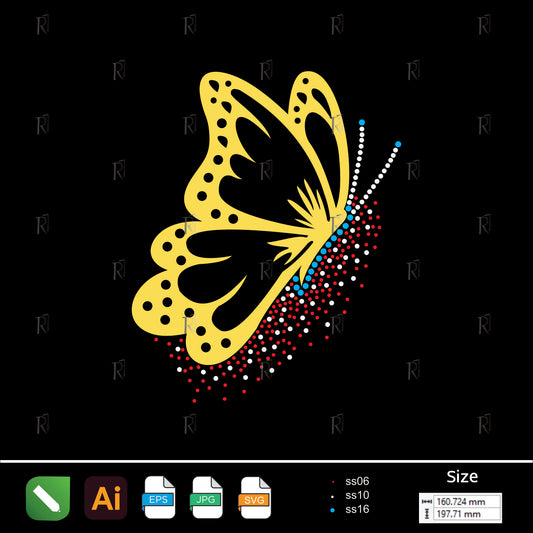 Yellow Butterfly Sparkle – Premium Rhinestone Design by Rhinestone1