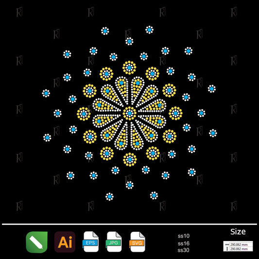 Radiant Blossom Burst Rhinestone – Premium Rhinestone Design by Rhinestone1