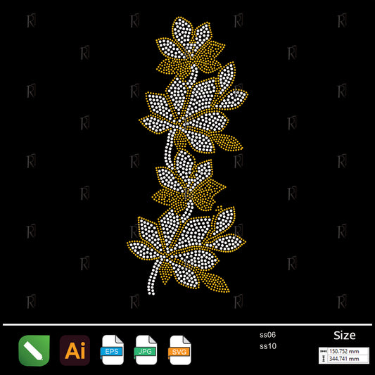 Vertical Leaf Cluster Rhinestone – Premium Rhinestone Design by Rhinestone1