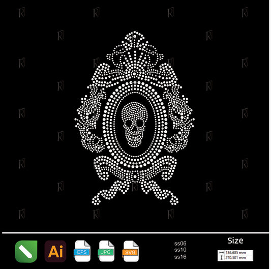 Gothic Skull Cameo Rhinestone Design – Premium Rhinestone Design by Rhinestone1