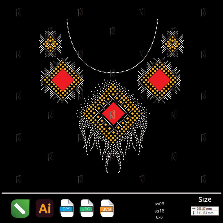 Royal Red Diamond Drop Collar Rhinestone – Premium Rhinestone Design by Rhinestone1