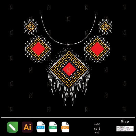 Royal Red Diamond Drop Collar Rhinestone – Premium Rhinestone Design by Rhinestone1