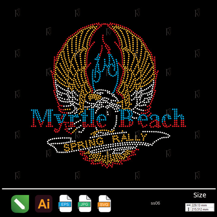 Fire Eagle Myrtle Beach Rhinestone – Premium Rhinestone Design by Rhinestone1