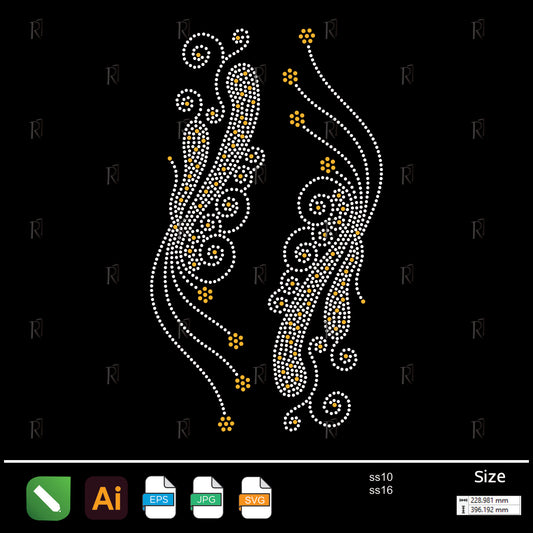 Golden Floral Swirl Rhinestone – Premium Rhinestone Design by Rhinestone1