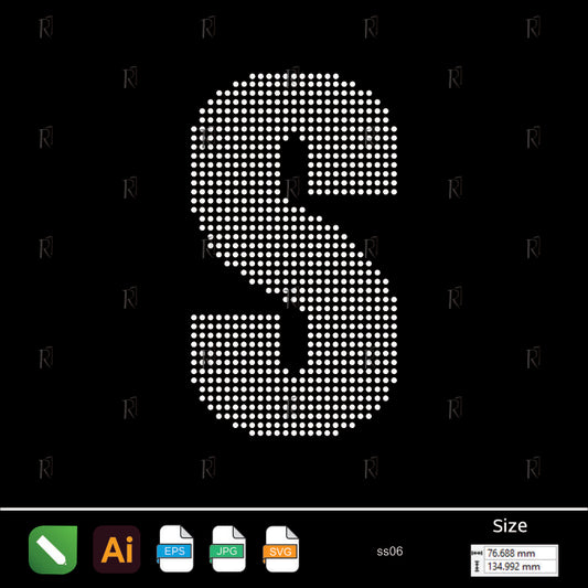 Rhinestone Letter S Bold – Premium Rhinestone Design by Rhinestone1