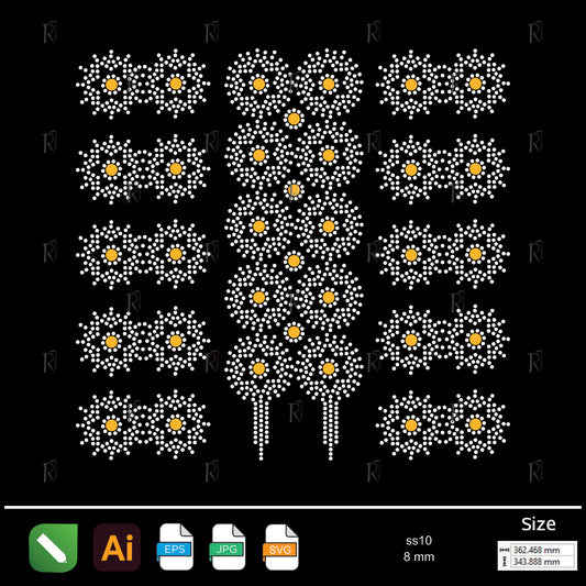 Daisy Burst Flower Set Rhinestone – Premium Rhinestone Design by Rhinestone1