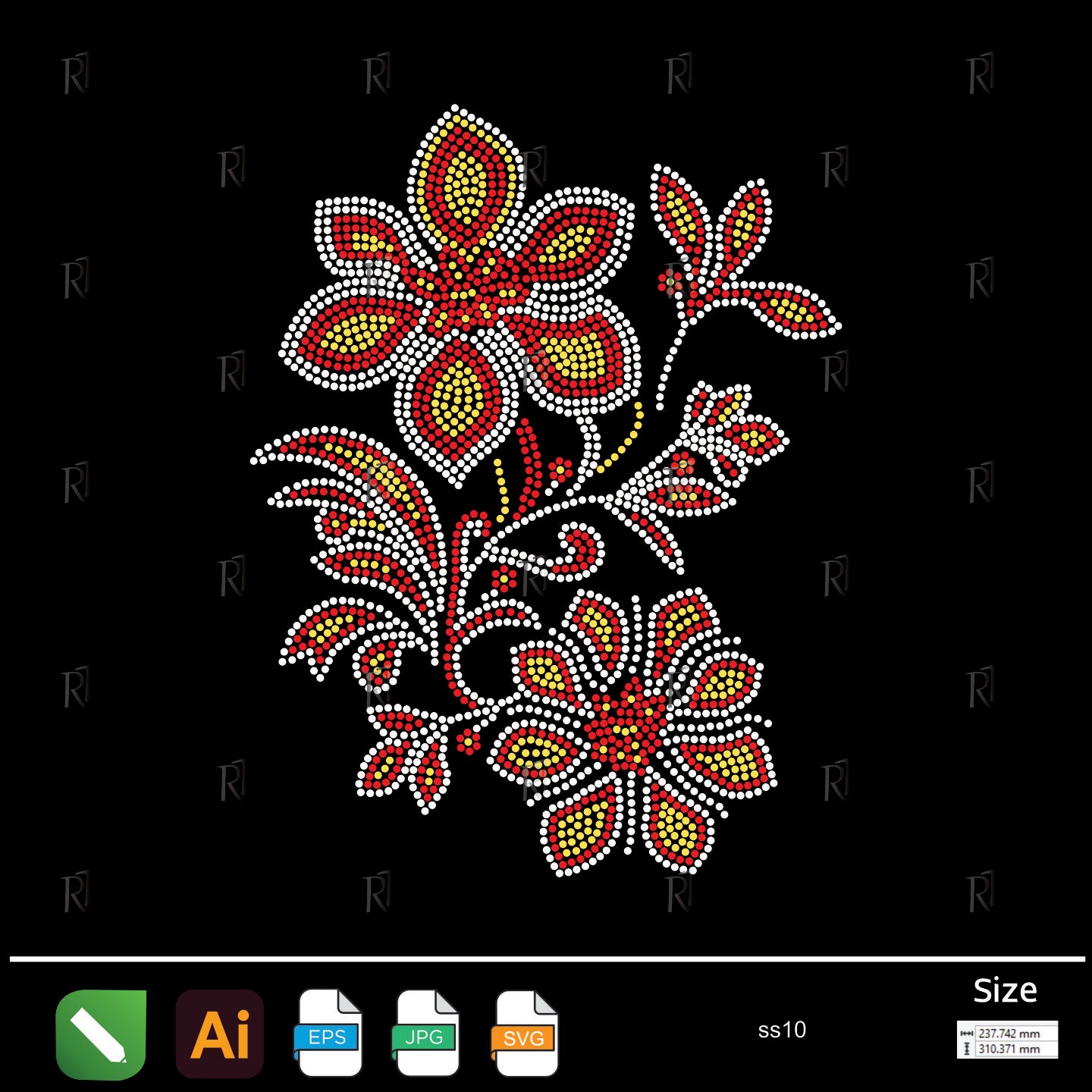 Vibrant Floral Bouquet Rhinestone – Premium Rhinestone Design by Rhinestone1