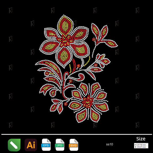 Vibrant Floral Bouquet Rhinestone – Premium Rhinestone Design by Rhinestone1