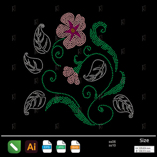 Blooming Vines Floral Rhinestone – Premium Rhinestone Design by Rhinestone1