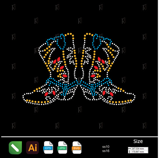 Cowboy Boots Rhinestone Design – Premium Rhinestone Design by Rhinestone1