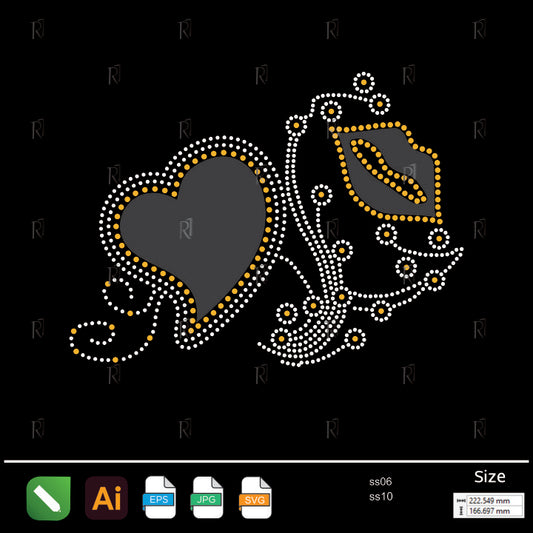 Heart & Lips Swirl Rhinestone – Premium Rhinestone Design by Rhinestone1