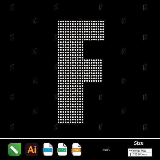 Rhinestone Letter F Bold – Premium Rhinestone Design by Rhinestone1