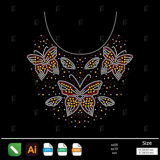 Golden Butterfly Cluster Rhinestone – Premium Rhinestone Design by Rhinestone1
