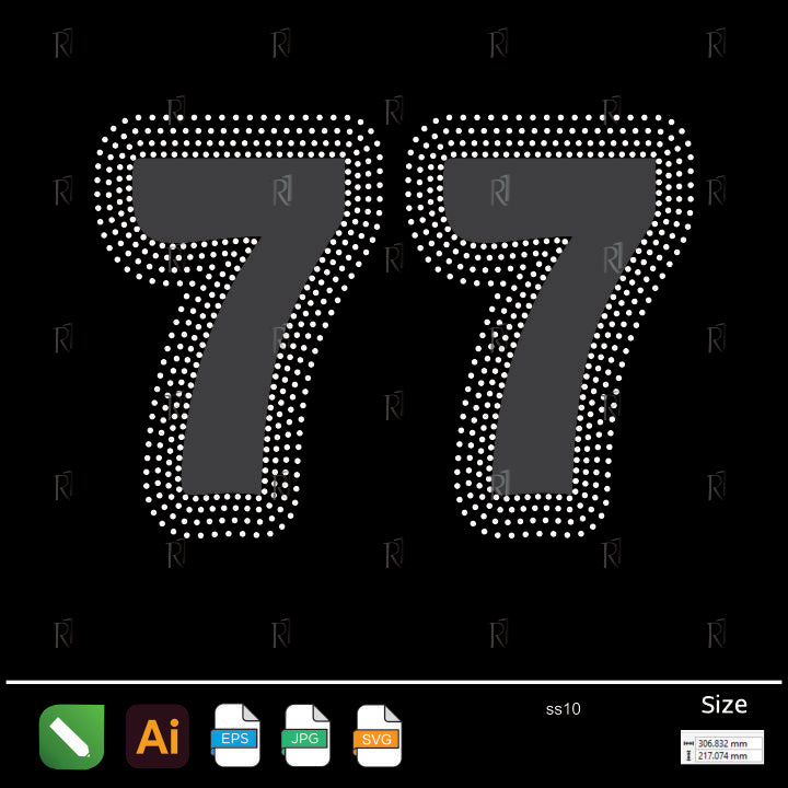 Twin Sevens Outline Rhinestone Design – Premium Rhinestone Design by Rhinestone1