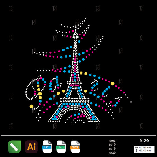 Paris Eiffel Sparkle Rhinestone – Premium Rhinestone Design by Rhinestone1